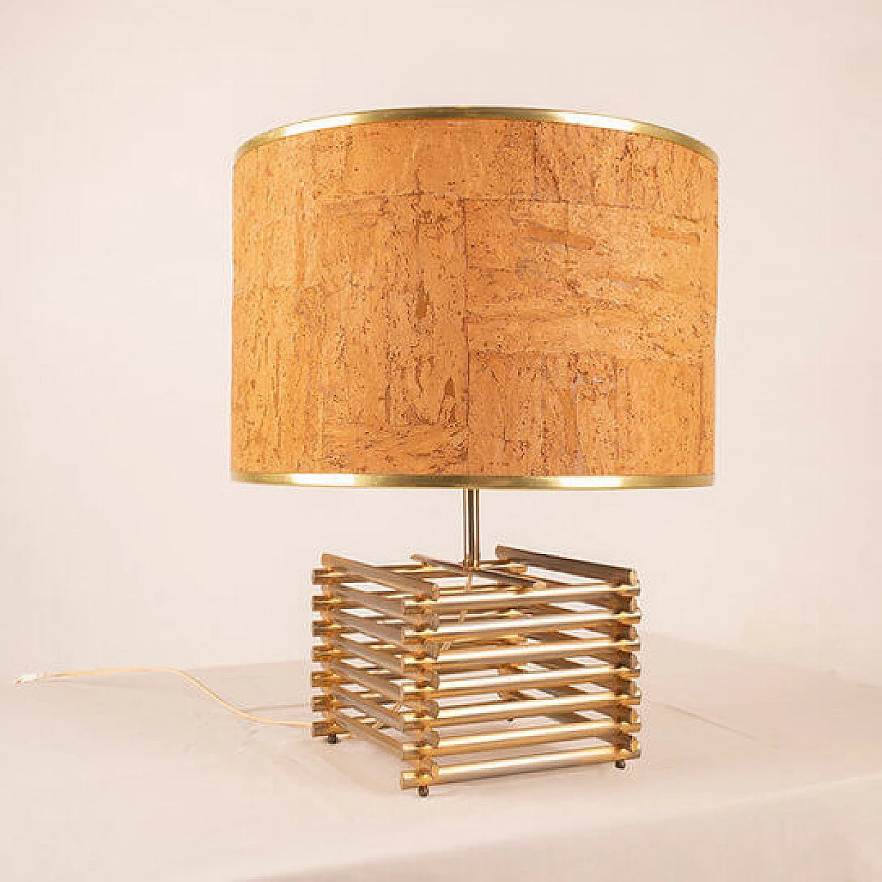 18kt gold-plated table lamp attributed to Romeo Rega, 1970s 2