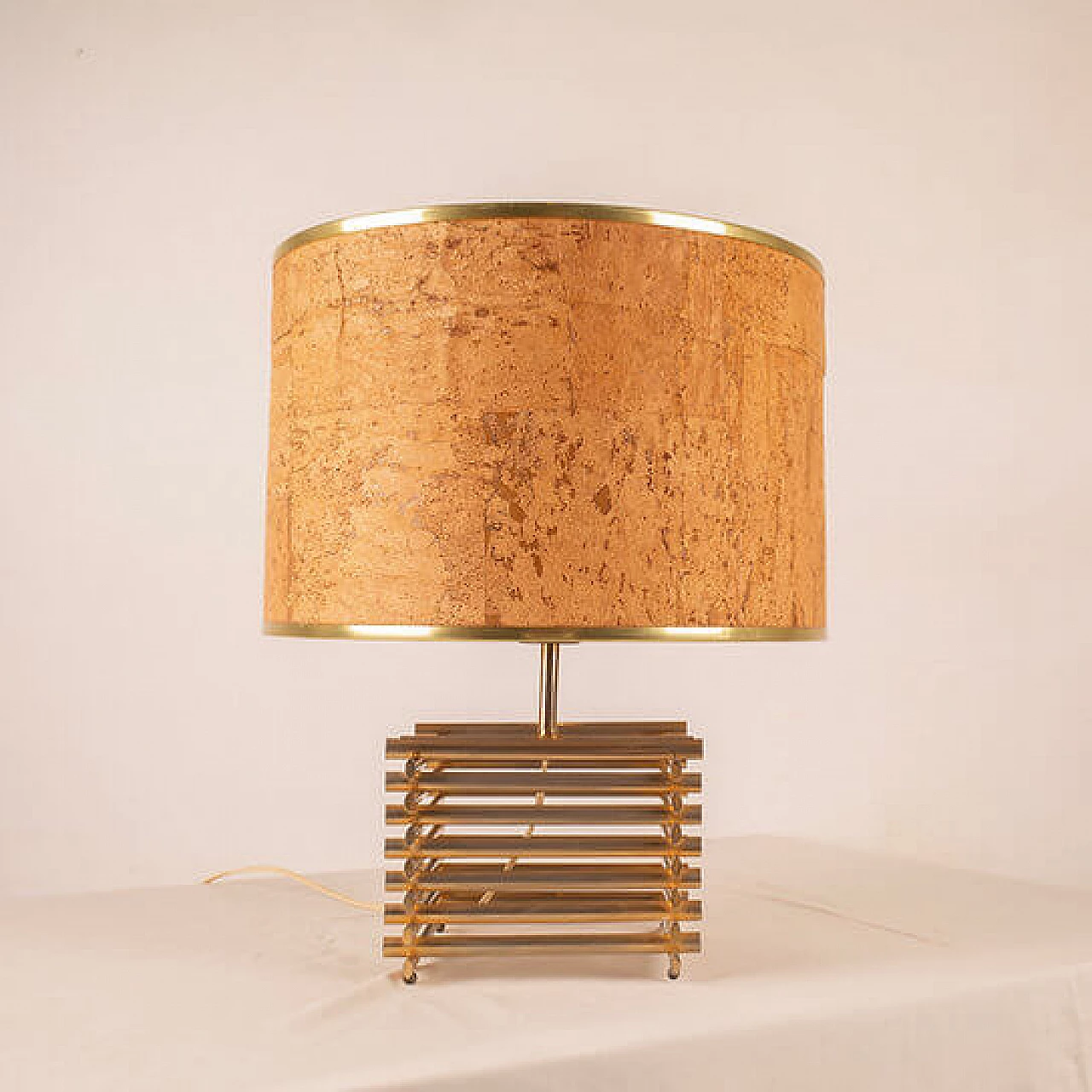18kt gold-plated table lamp attributed to Romeo Rega, 1970s 3