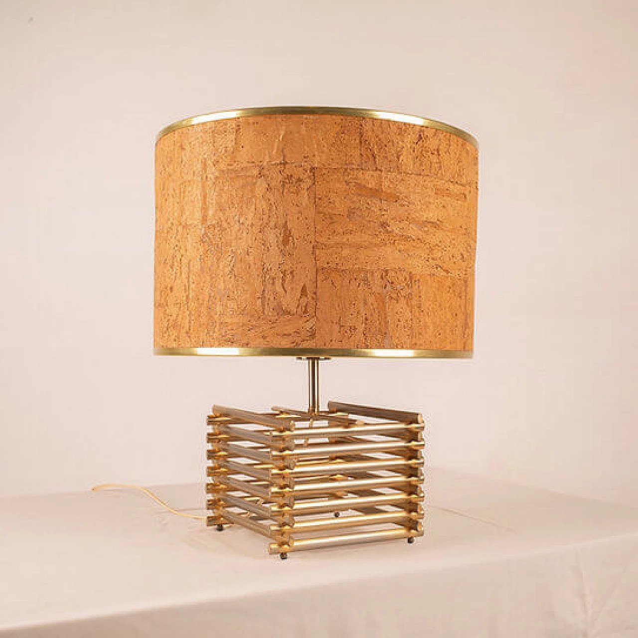 Lampada da tavolo placcata in Oro 18kt attribuita a Romeo Rega, anni '70 4