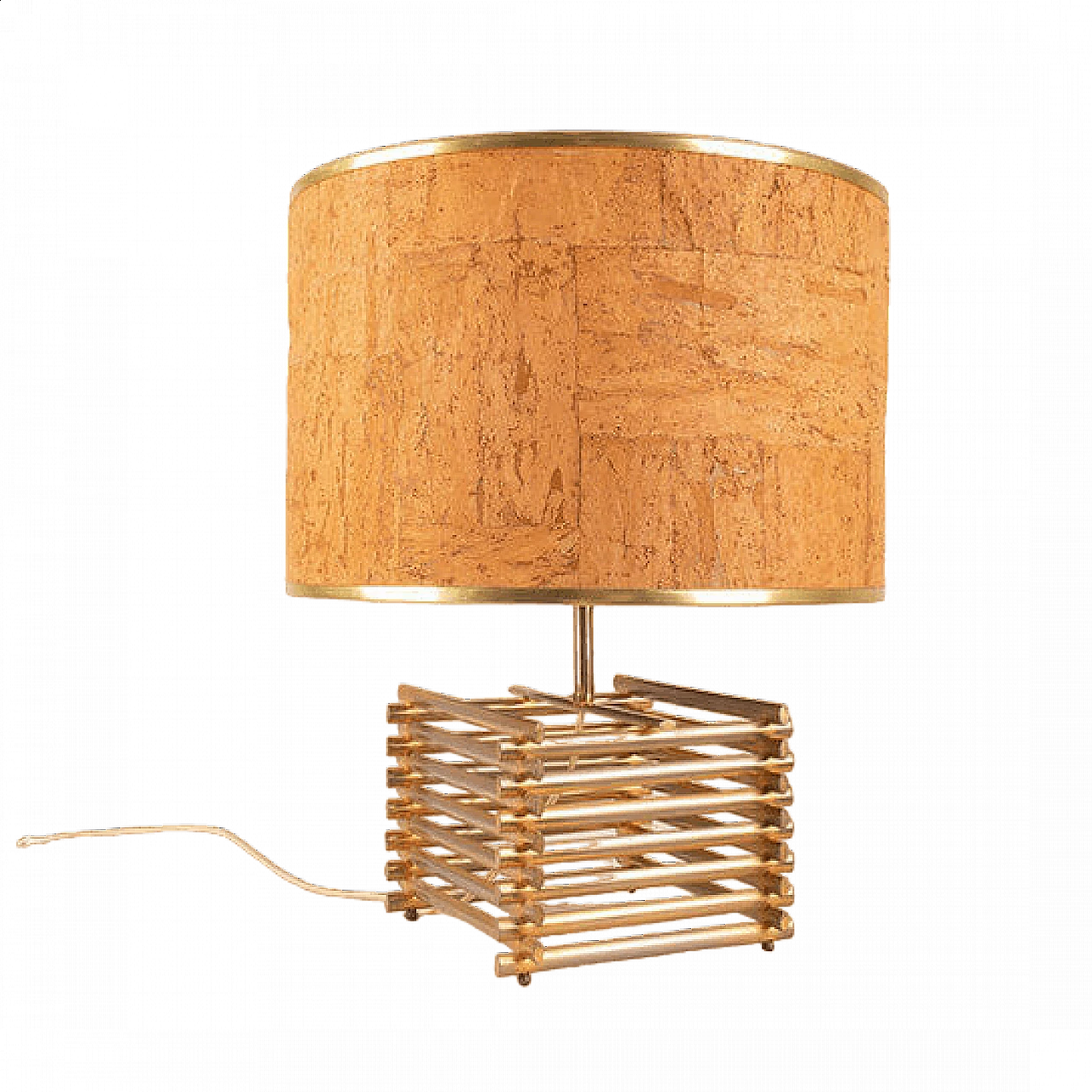 Lampada da tavolo placcata in Oro 18kt attribuita a Romeo Rega, anni '70 6