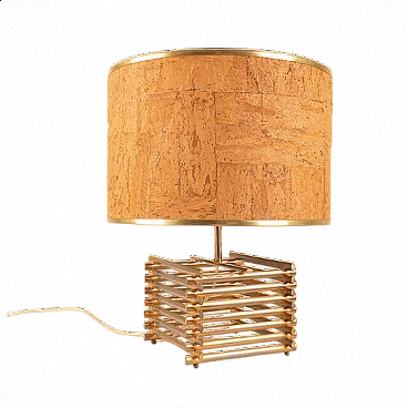 18kt gold-plated table lamp attributed to Romeo Rega, 1970s
