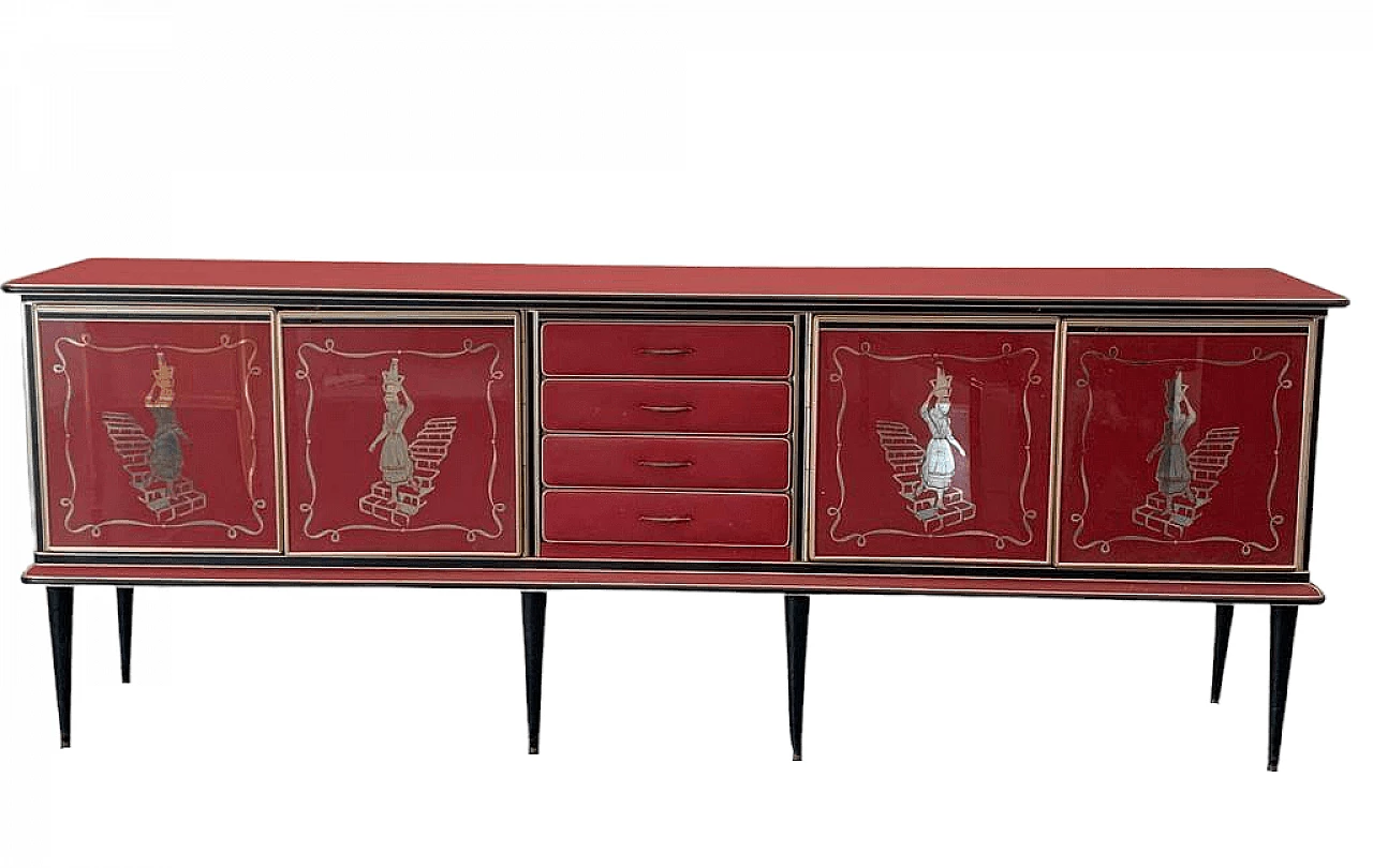 Credenza in similpelle, metallo e vetro di Umberto Mascagni, anni '50 15