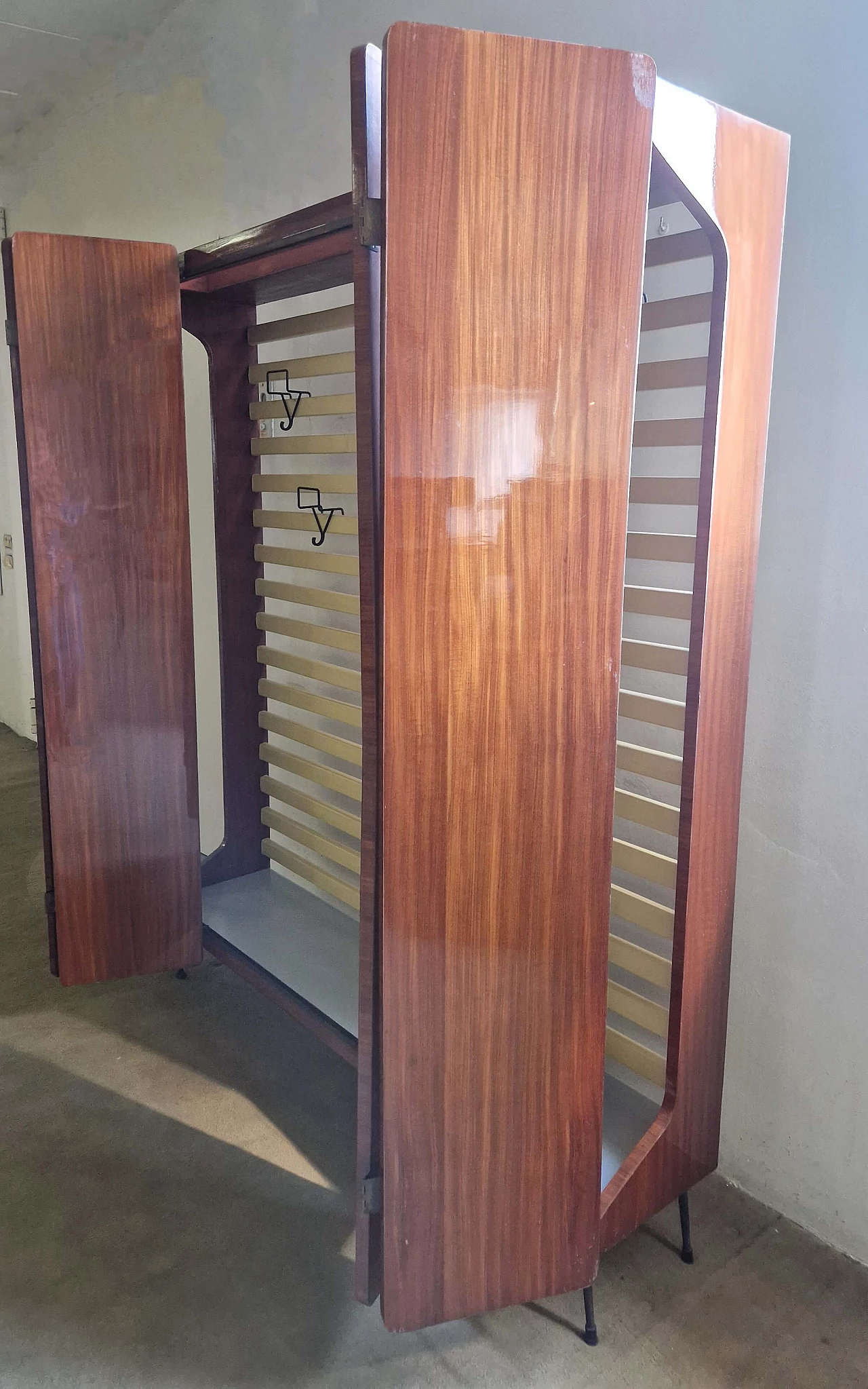 Mahogany hall cabinet with coat rack, 1950s 2