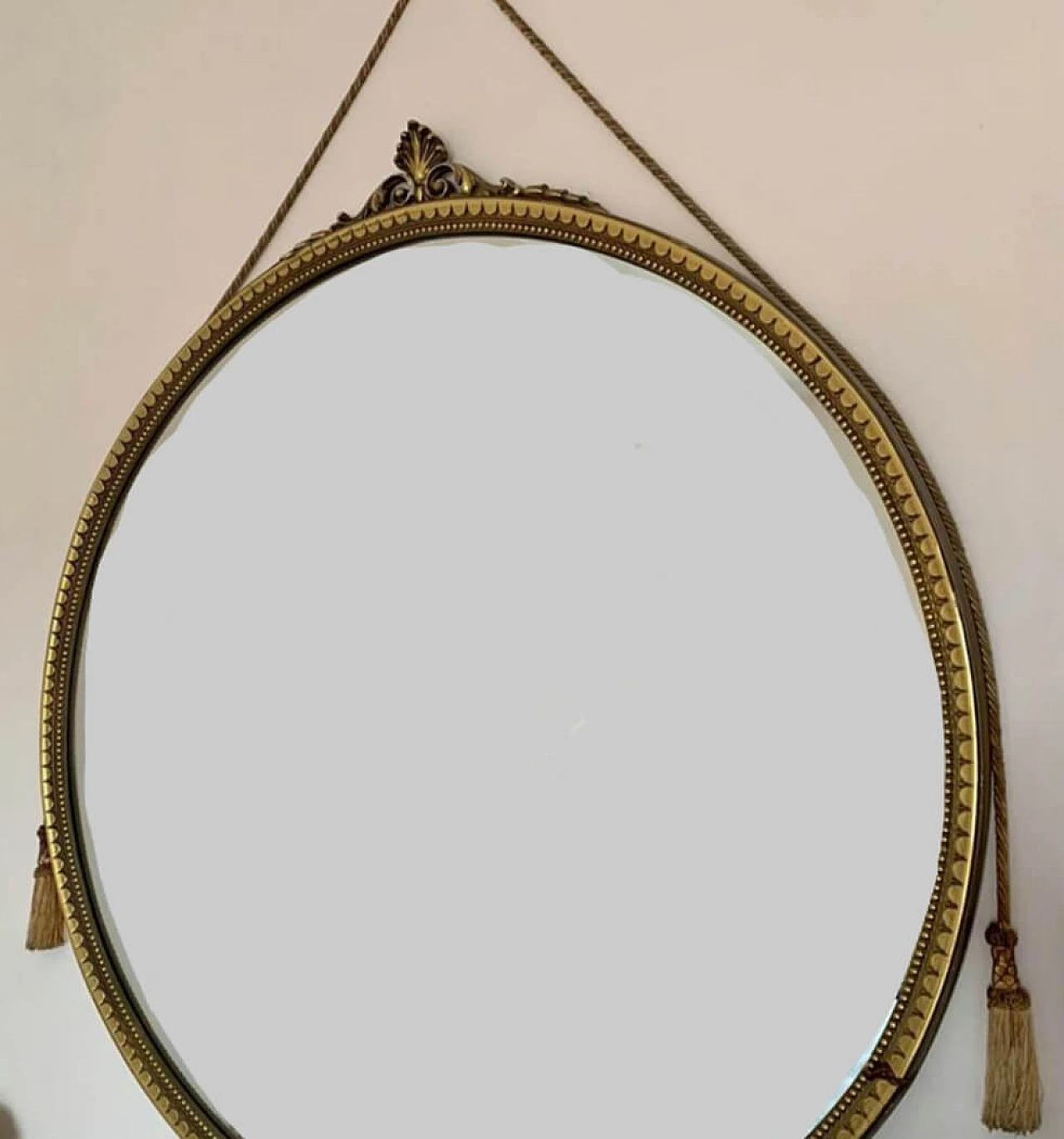 Round mirror in gilded wood, 1960s 1