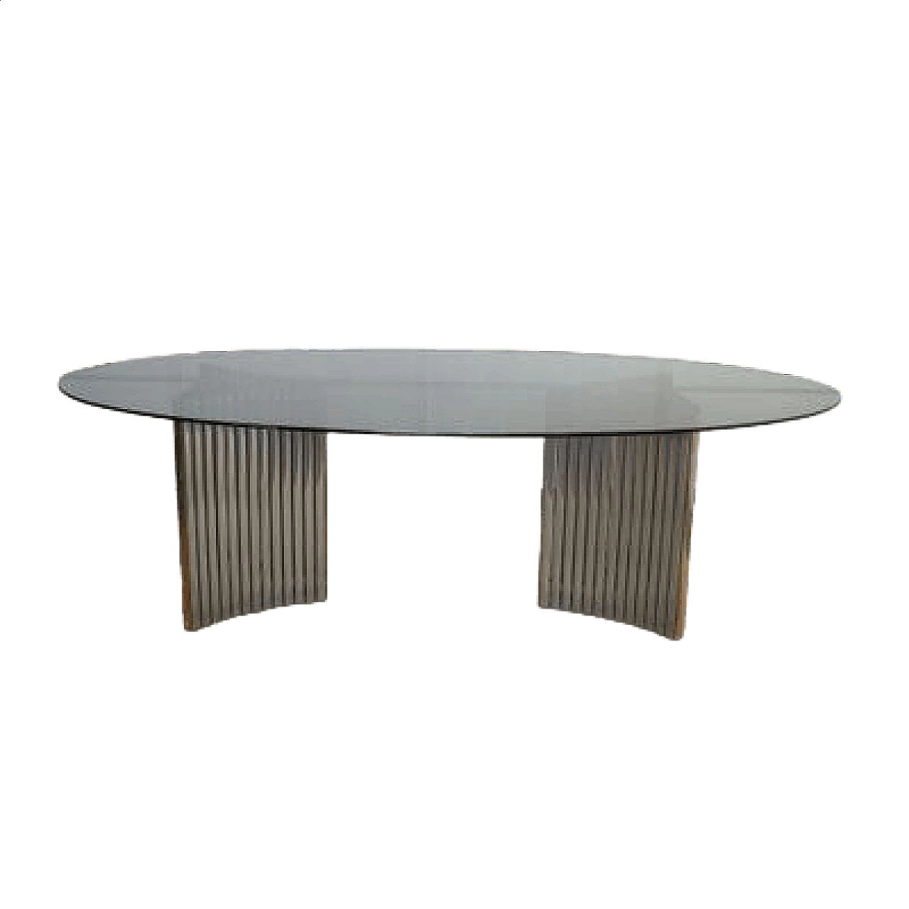 Tavolo con struttura in metallo dorato e ripiano in cristallo, anni '70 12