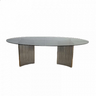 Table with gilded metal frame and crystal top, 1970s