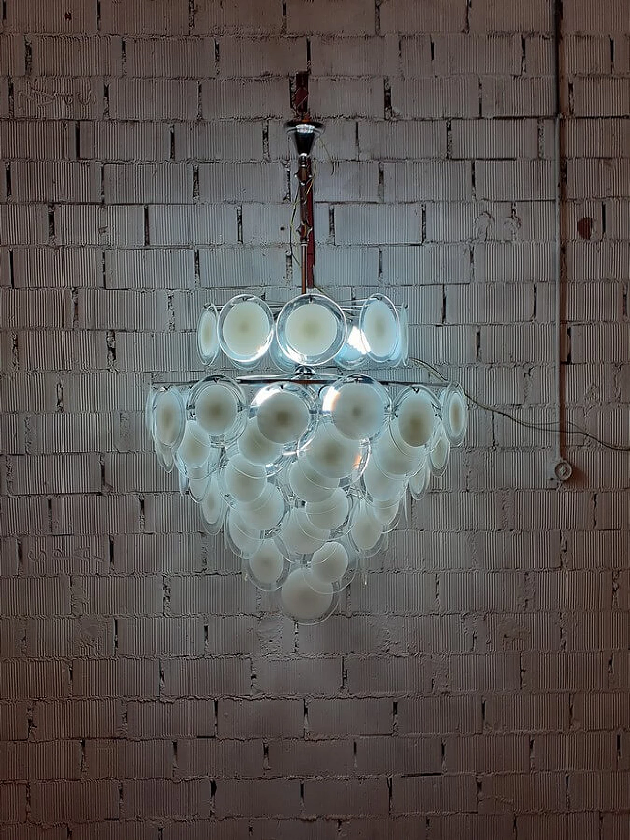 Murano glass disc chandelier for Vistosi, 1970s 6