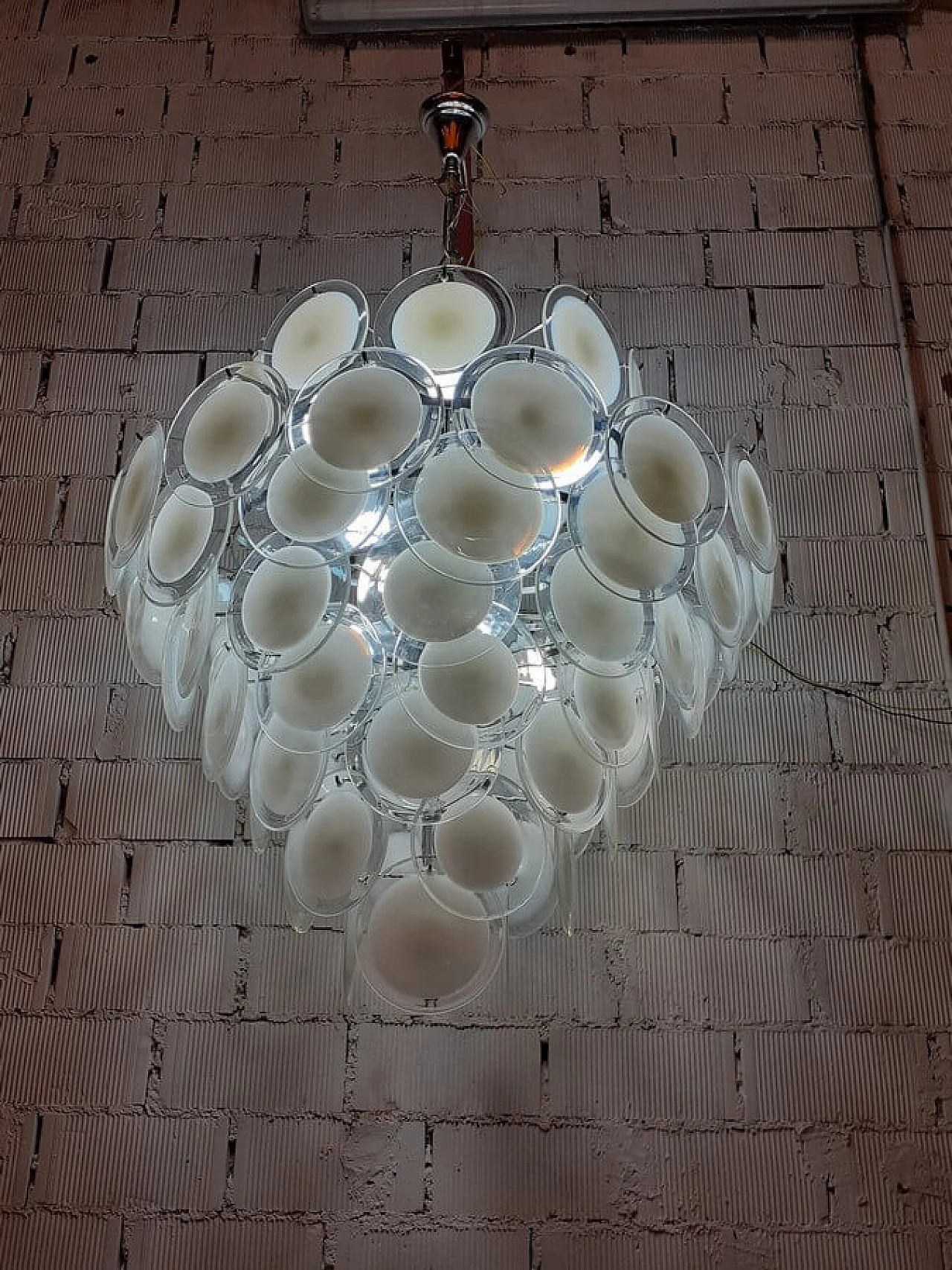 Murano glass disc chandelier for Vistosi, 1970s 7