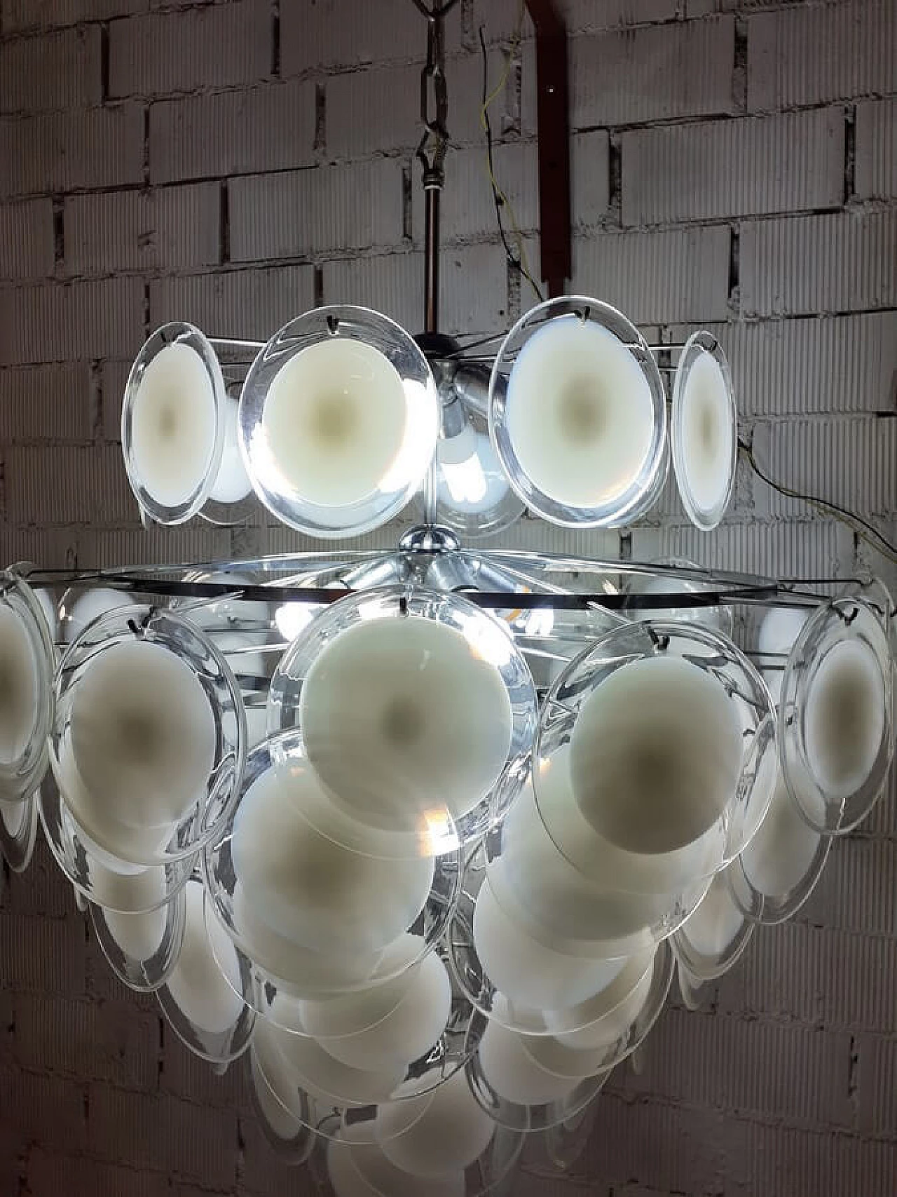 Murano glass disc chandelier for Vistosi, 1970s 8
