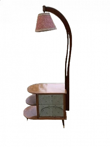 Mobile da cocktail in noce con lampada di Wilhelm Krechlok Kg, anni '50