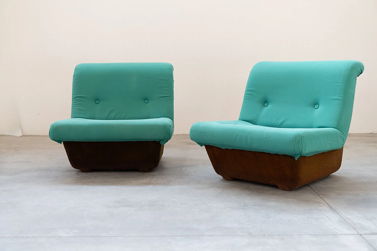 Pair of fabric armchairs with fibreglass frame by Lev & Lev, 1970s 1