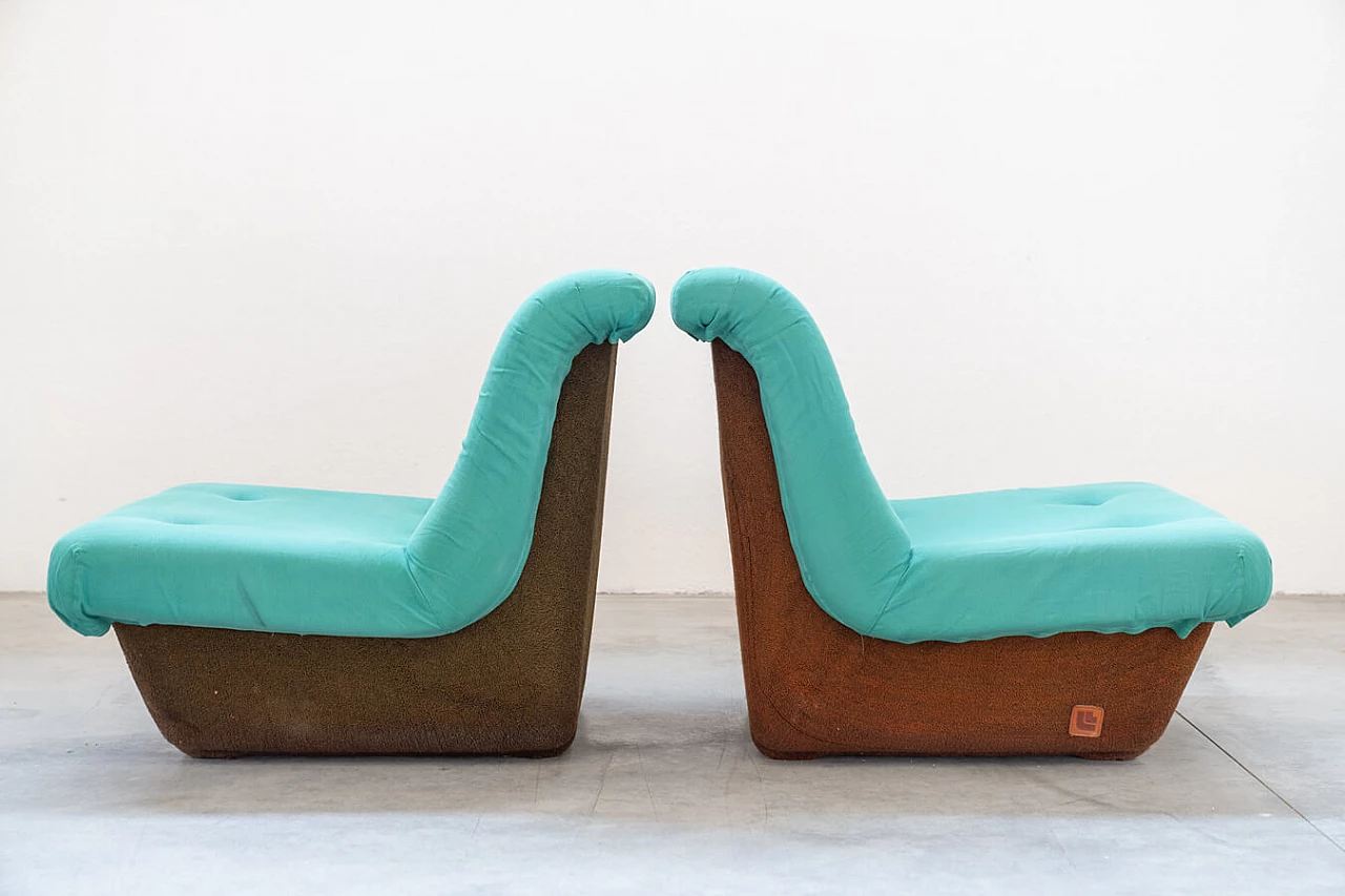 Pair of fabric armchairs with fibreglass frame by Lev & Lev, 1970s 14