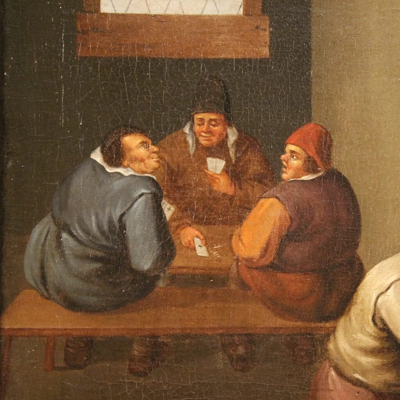 Flemish painting of tavern interior, oil on canvas, late 17th century 10
