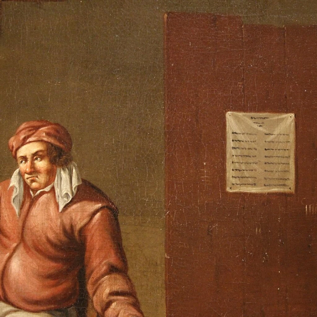 Flemish painting of tavern interior, oil on canvas, late 17th century 11