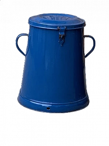 Cestino in metallo smaltato blu, anni '50