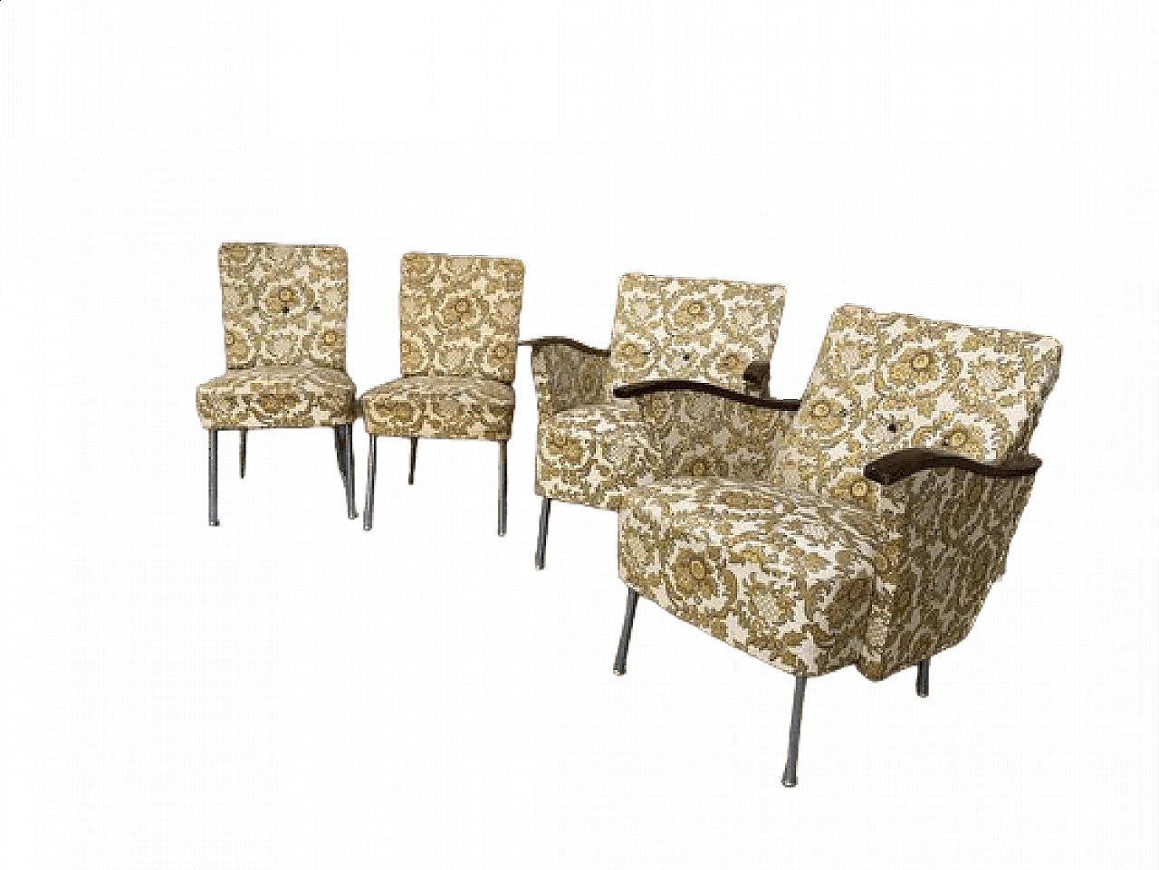 4 Bauhaus-style armchairs in steel and wood, 1940s 7