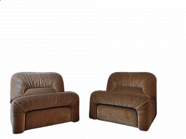 Pair of brown velvet armchairs by Lev & Lev, 1970s