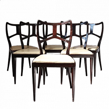 6 Wood chairs by Enrico Ciuti, 1950s