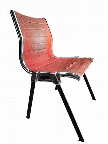 Steel and burgundy velvet chair, 1970s