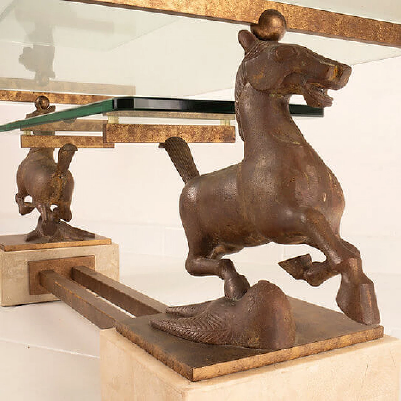 Gansu Flying Horse coffee table for Maison Charles, 1970s 4