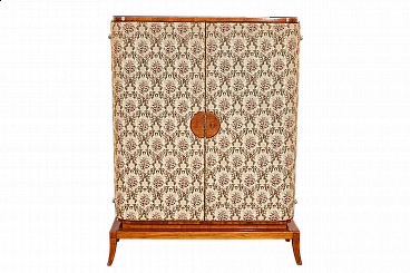 Cherry wood, rosewood and fabric wardrobe attributed to Josef Frank, 1930s