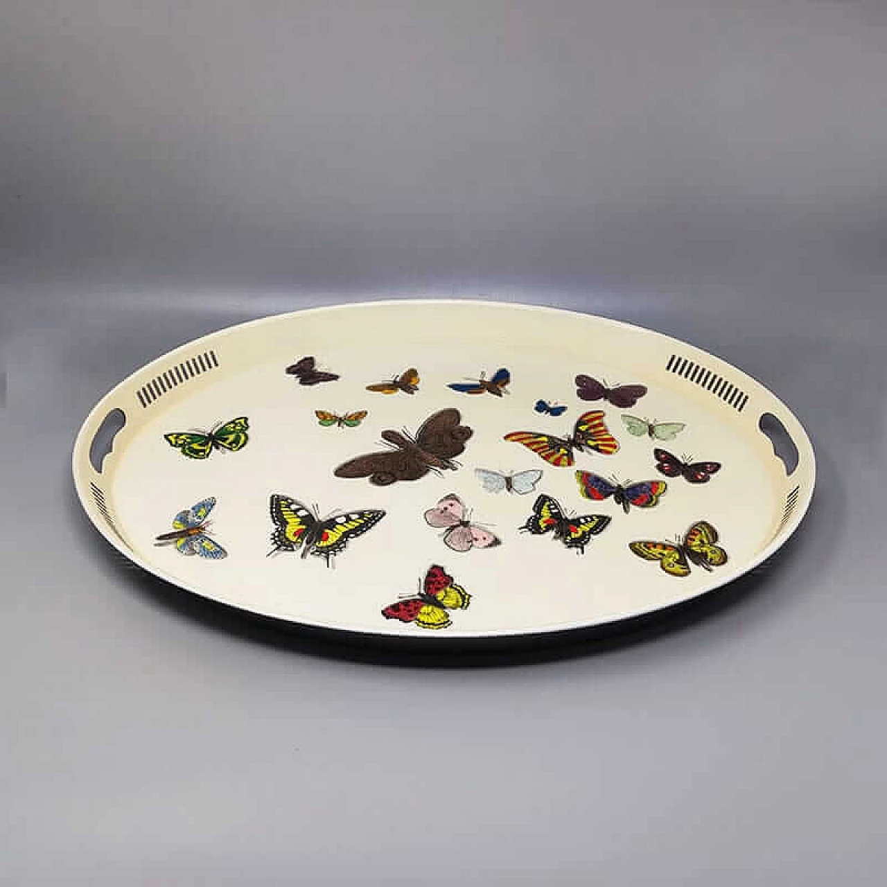 Oval metal tray by Piero Fornasetti, 1970s 1
