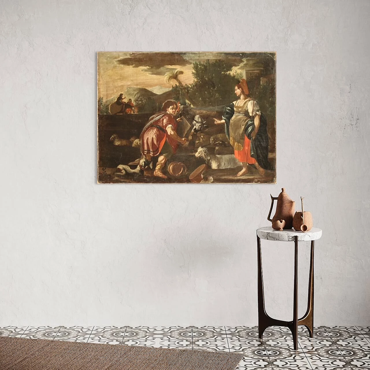 Rachel and Jacob at the well, oil on canvas, 18th century 2