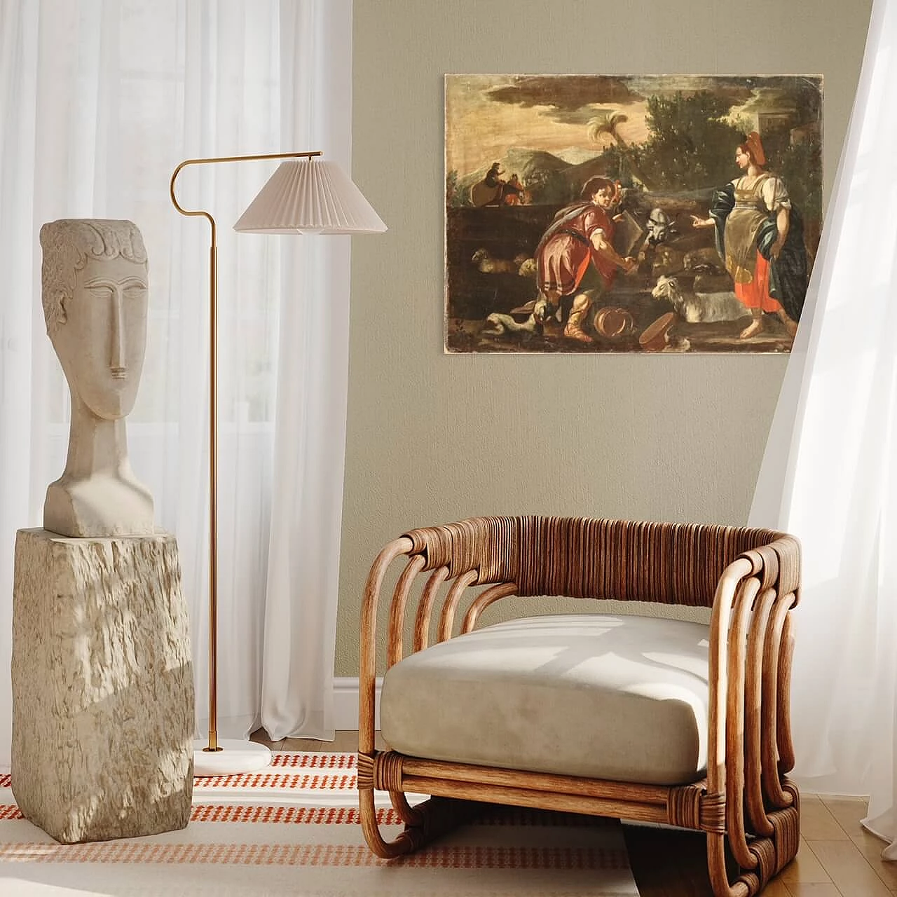 Rachel and Jacob at the well, oil on canvas, 18th century 4