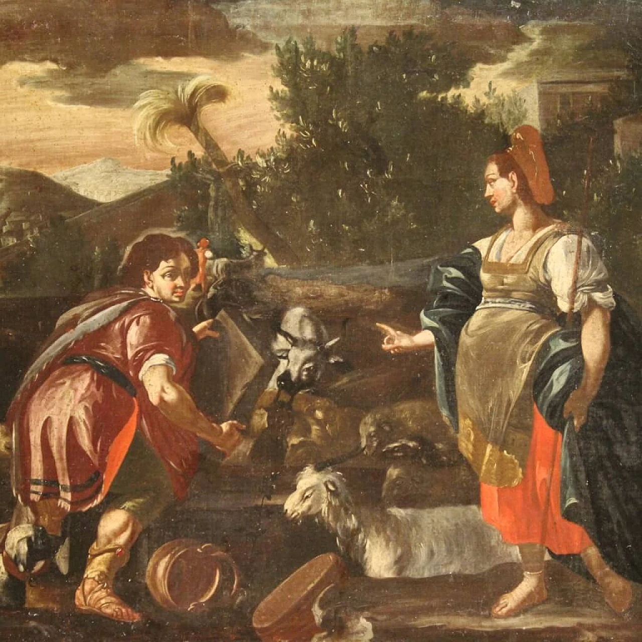 Rachel and Jacob at the well, oil on canvas, 18th century 5