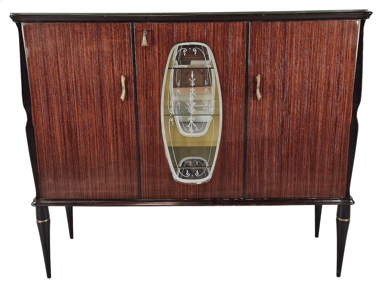 Wood backlit glass cabinet with glass top, 1960s 47