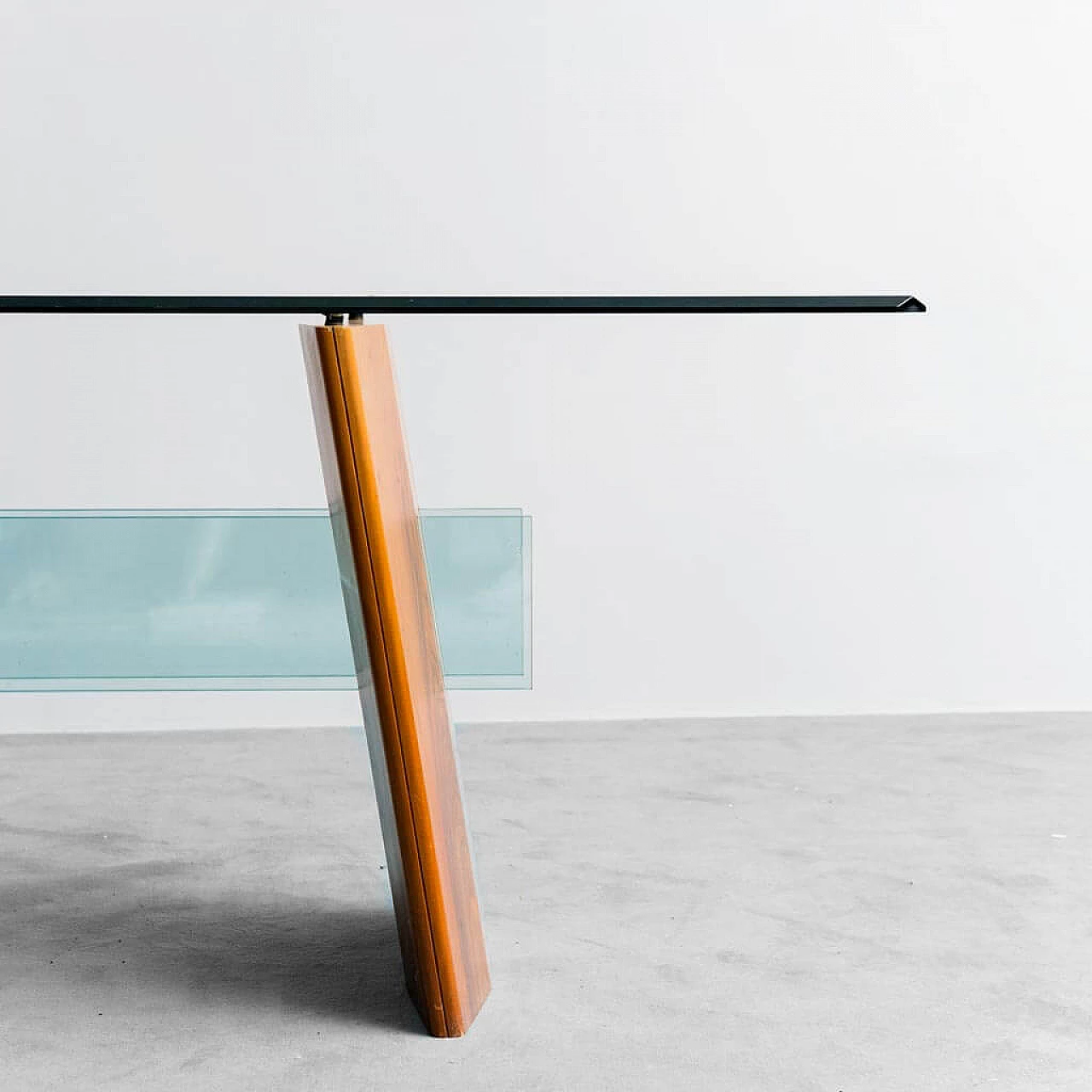 Wood and shaped glass table, 1980s 2