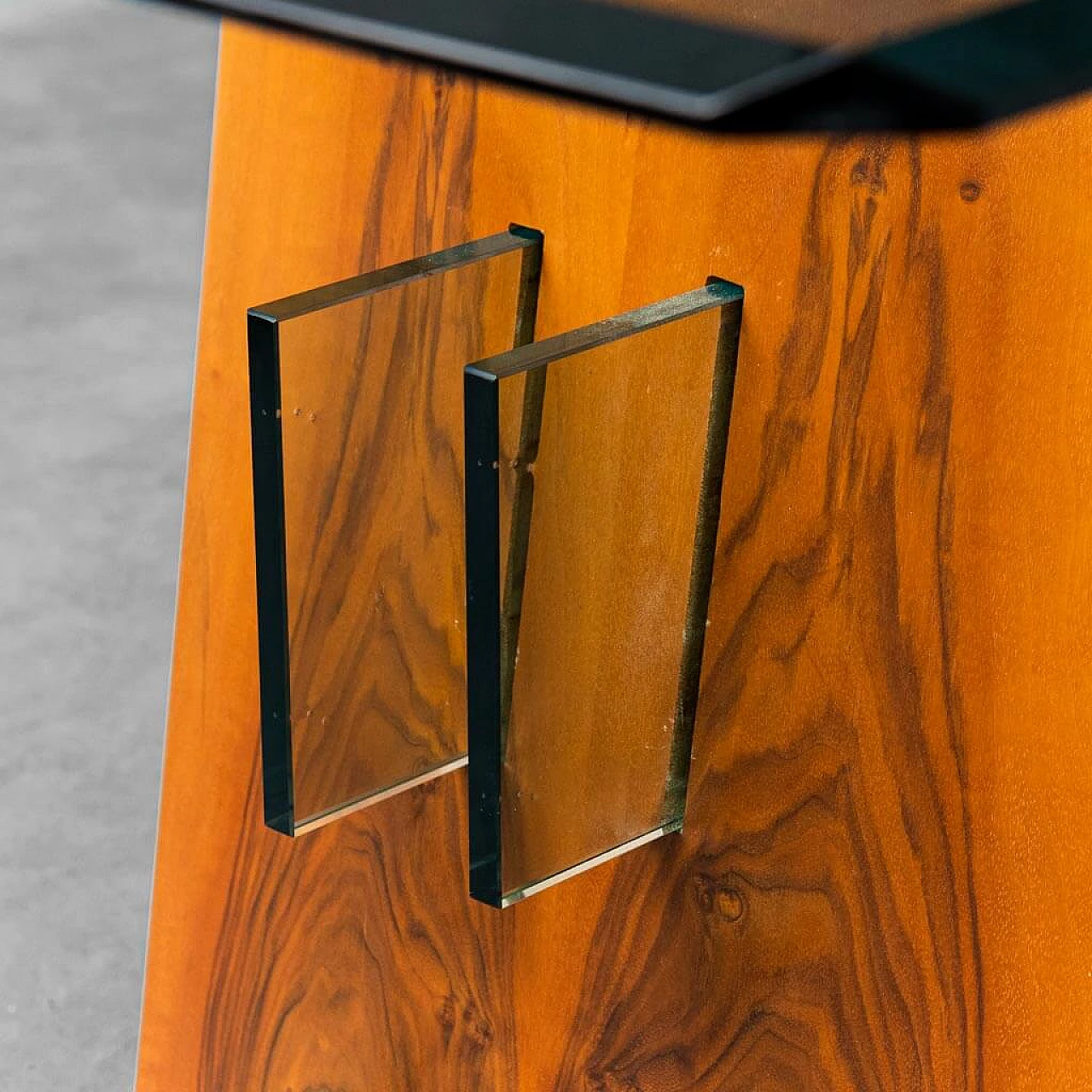 Wood and shaped glass table, 1980s 5