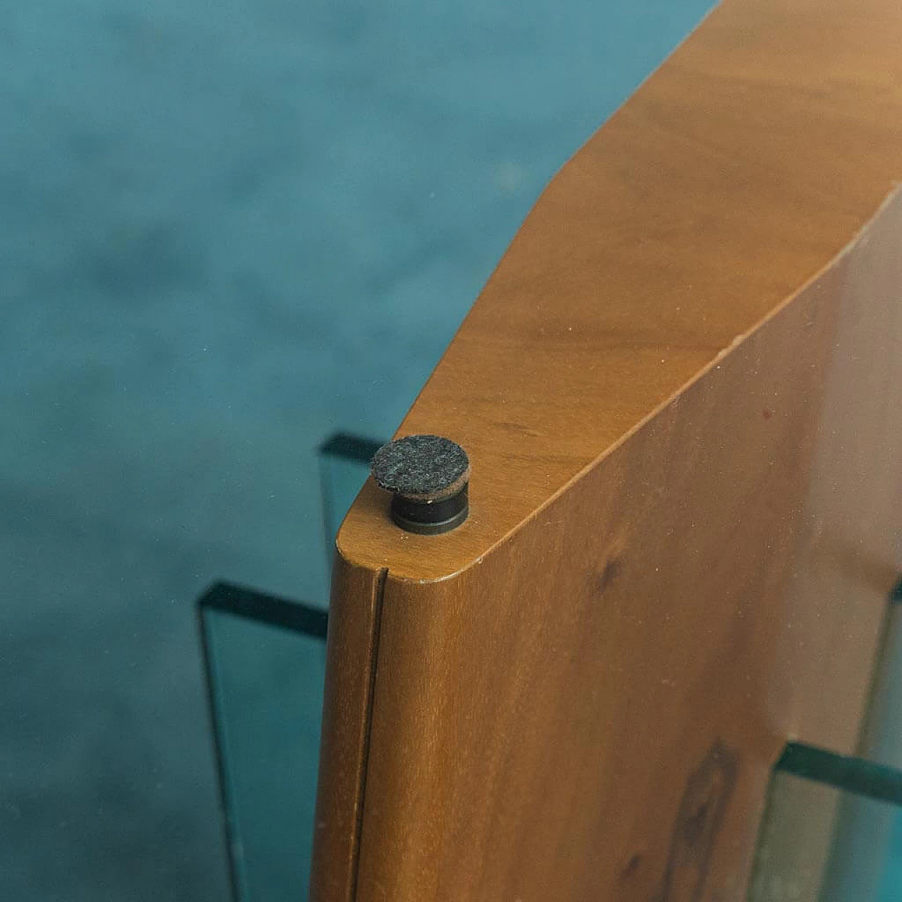 Wood and shaped glass table, 1980s 6