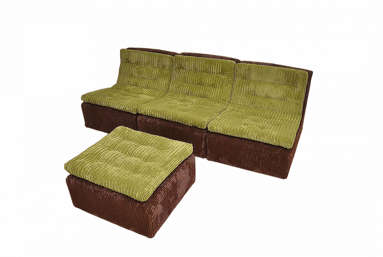 Modular corduroy sofa and pouf by Dux, 1970s 14