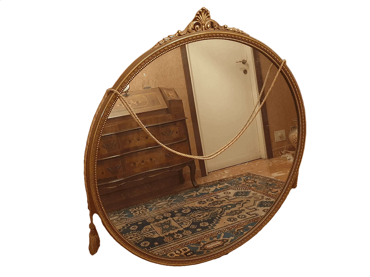 Round mirror in gilded wood, 1960s 5