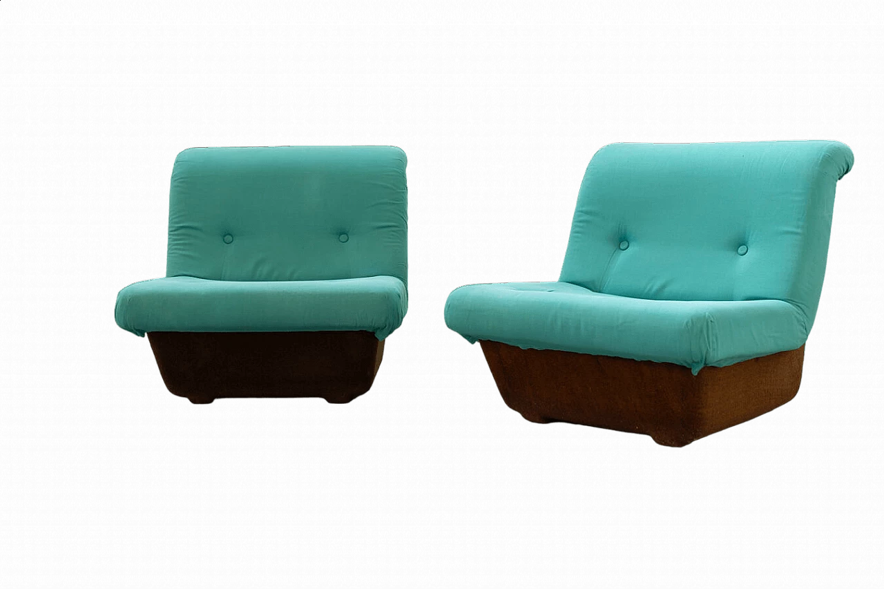 Pair of fabric armchairs with fibreglass frame by Lev & Lev, 1970s 25