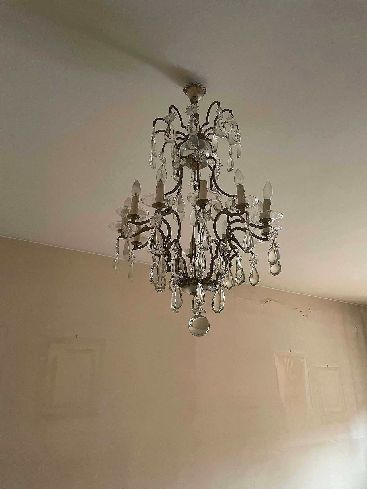 Louis XV style bronze and crystal chandelier, 1950s 1