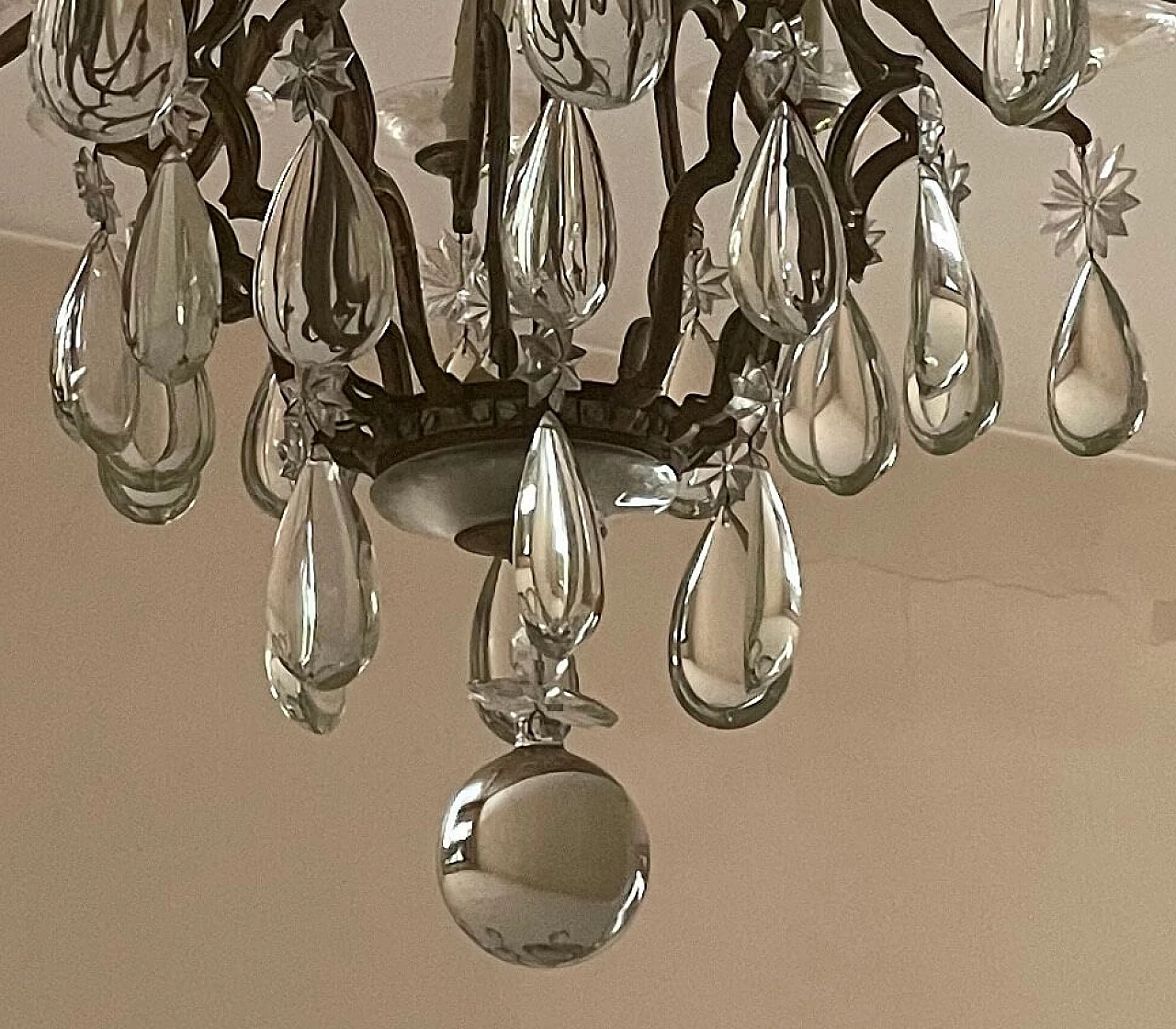 Louis XV style bronze and crystal chandelier, 1950s 2