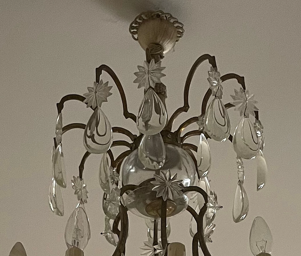 Louis XV style bronze and crystal chandelier, 1950s 3