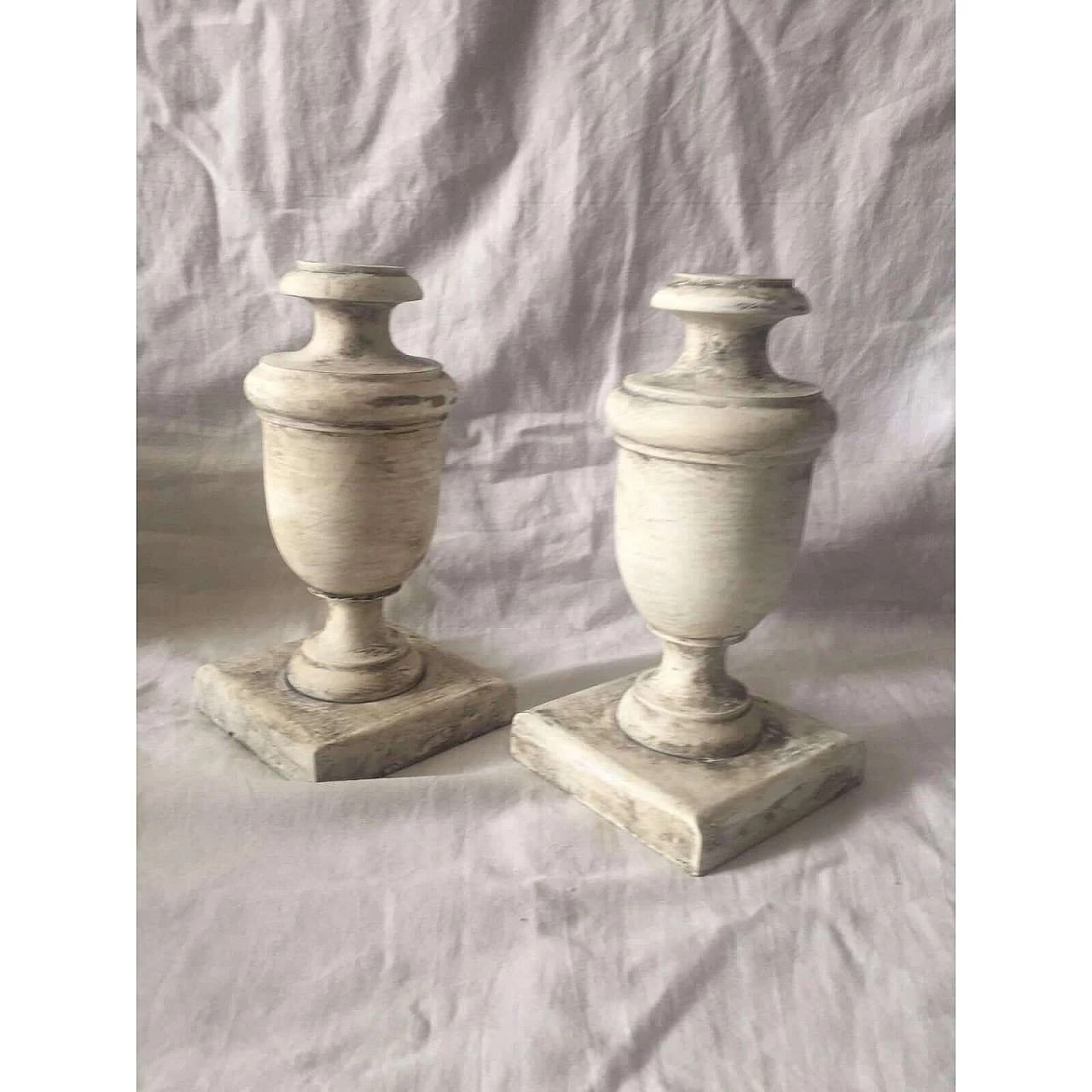 Pair of hand-carved wooden and white lacquered bases, 1940s 12