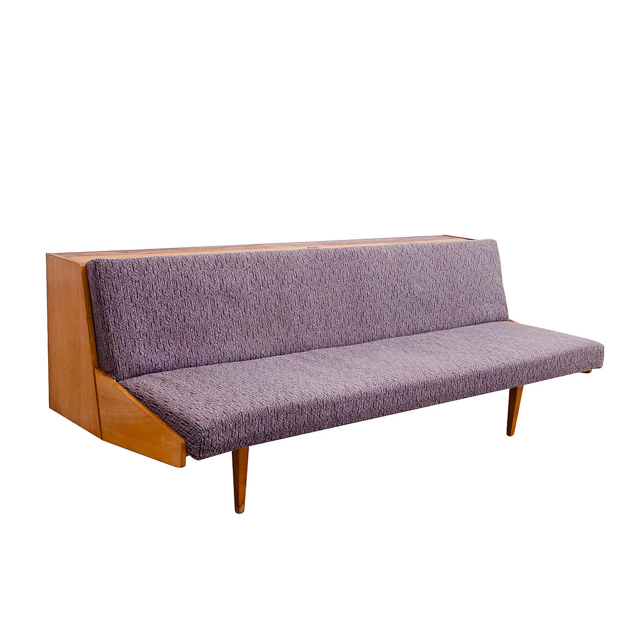 Ash veneered wood and fabric sofa bed by Tatra Nábytok, 1970s 1