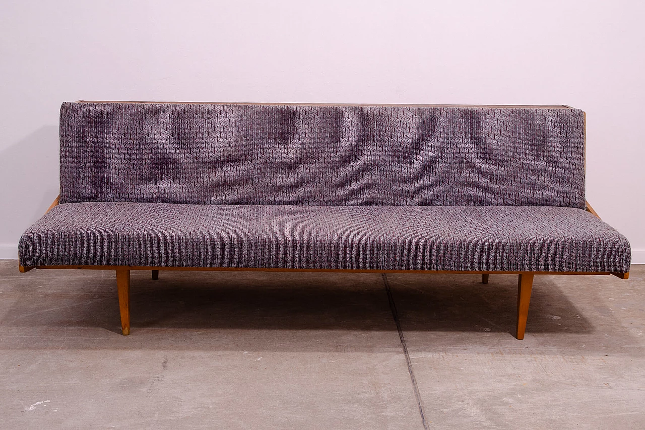 Ash veneered wood and fabric sofa bed by Tatra Nábytok, 1970s 2