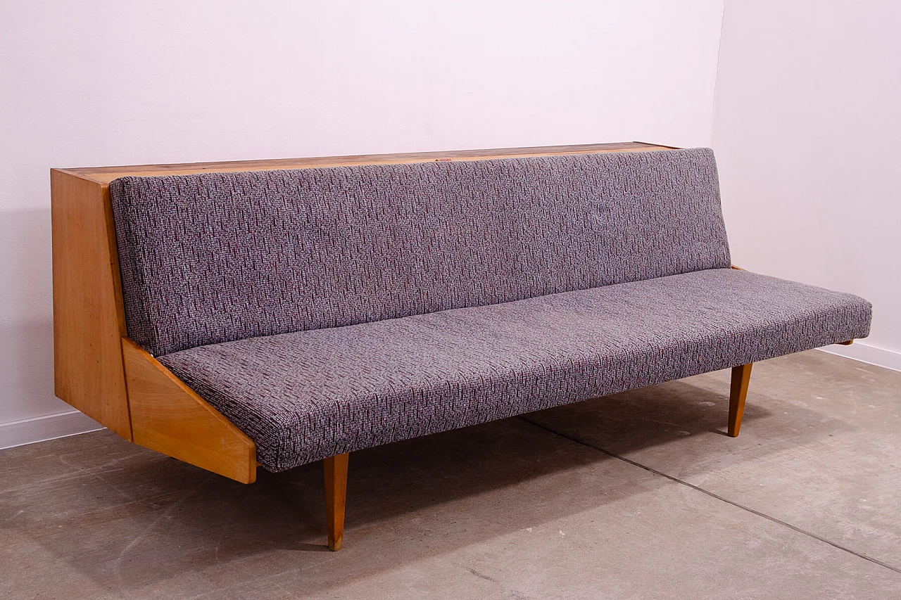Ash veneered wood and fabric sofa bed by Tatra Nábytok, 1970s 4