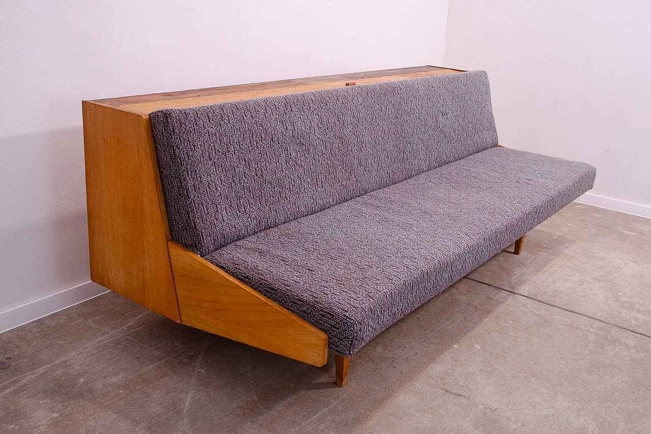 Ash veneered wood and fabric sofa bed by Tatra Nábytok, 1970s 5
