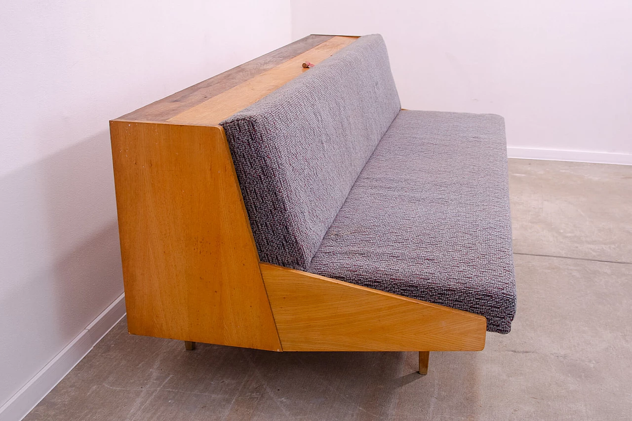 Ash veneered wood and fabric sofa bed by Tatra Nábytok, 1970s 6