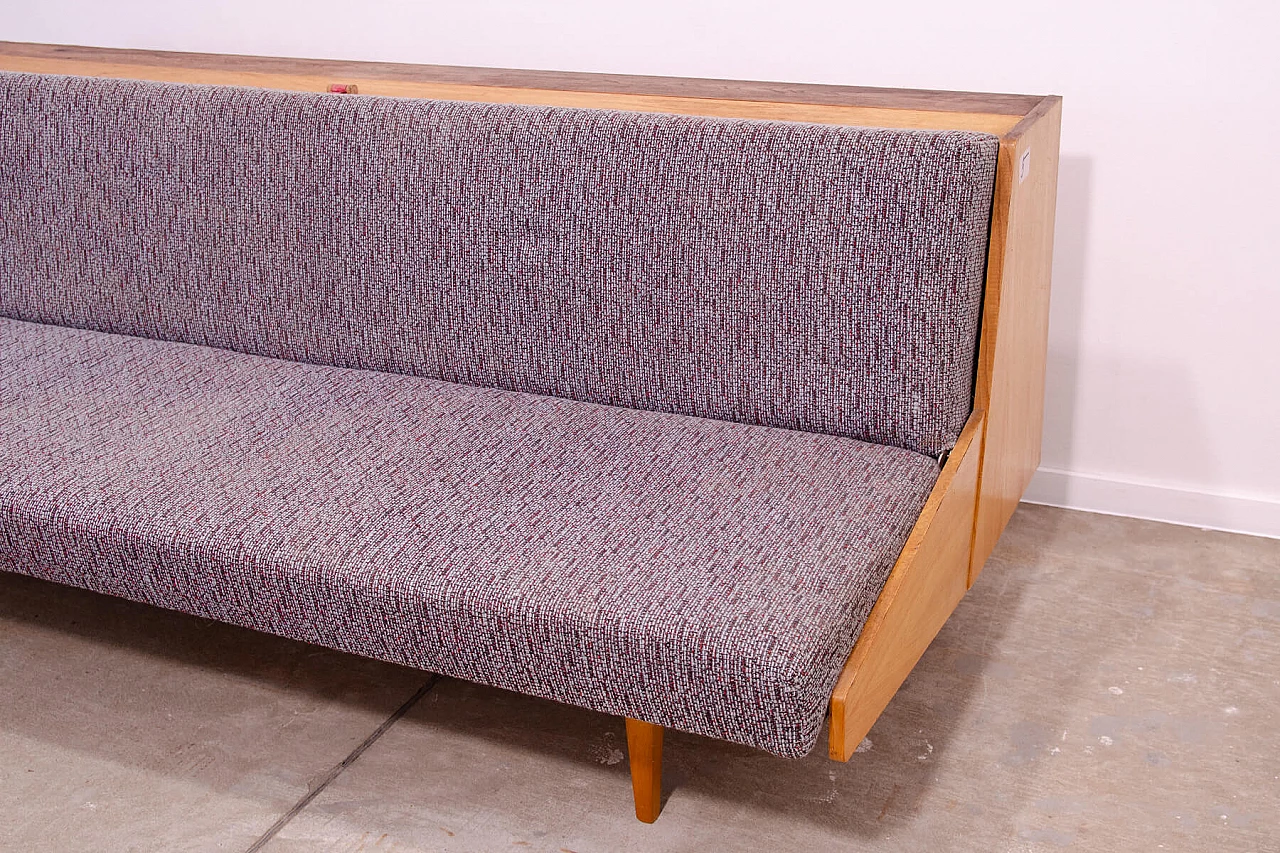 Ash veneered wood and fabric sofa bed by Tatra Nábytok, 1970s 7