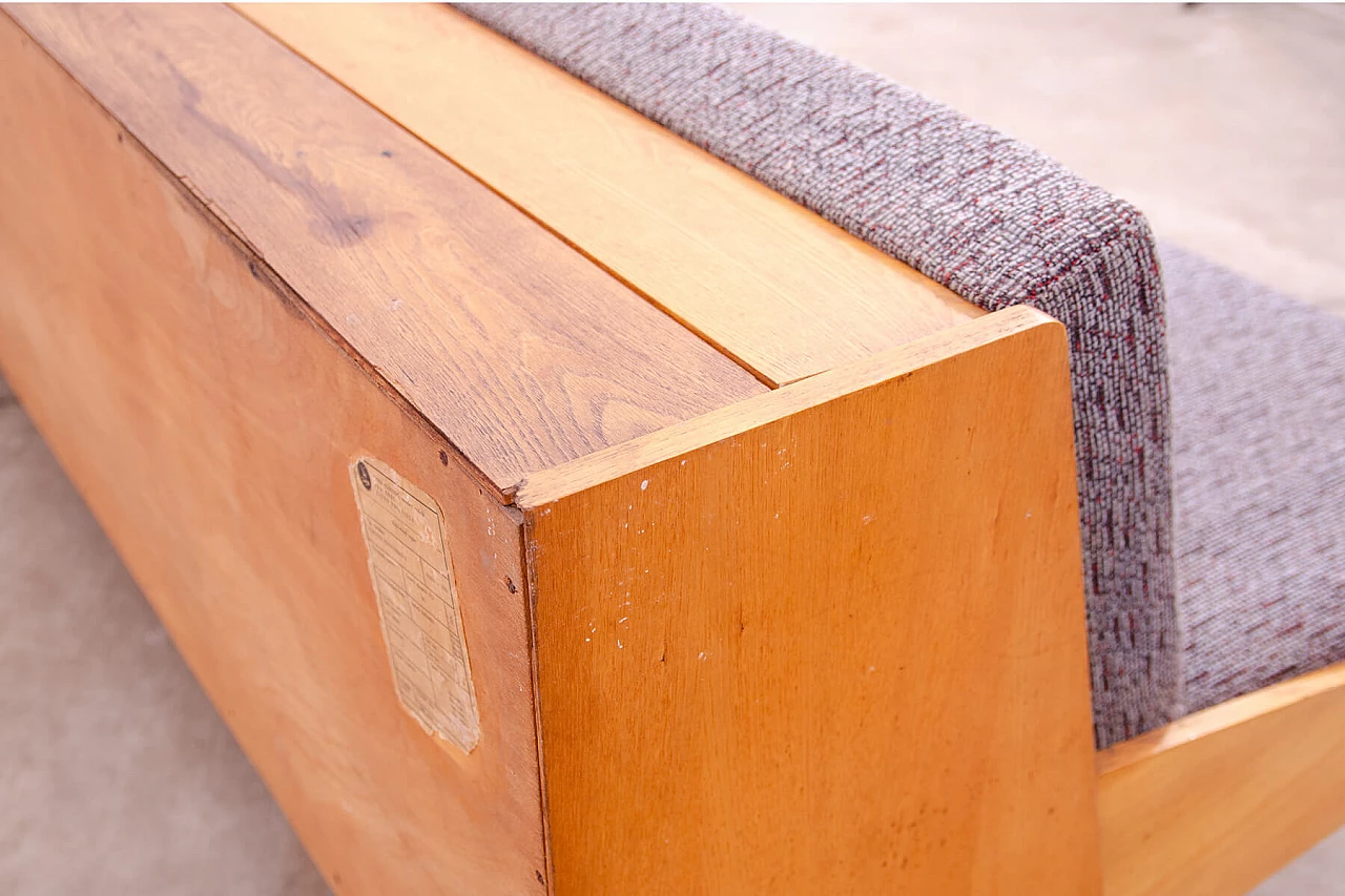 Ash veneered wood and fabric sofa bed by Tatra Nábytok, 1970s 8