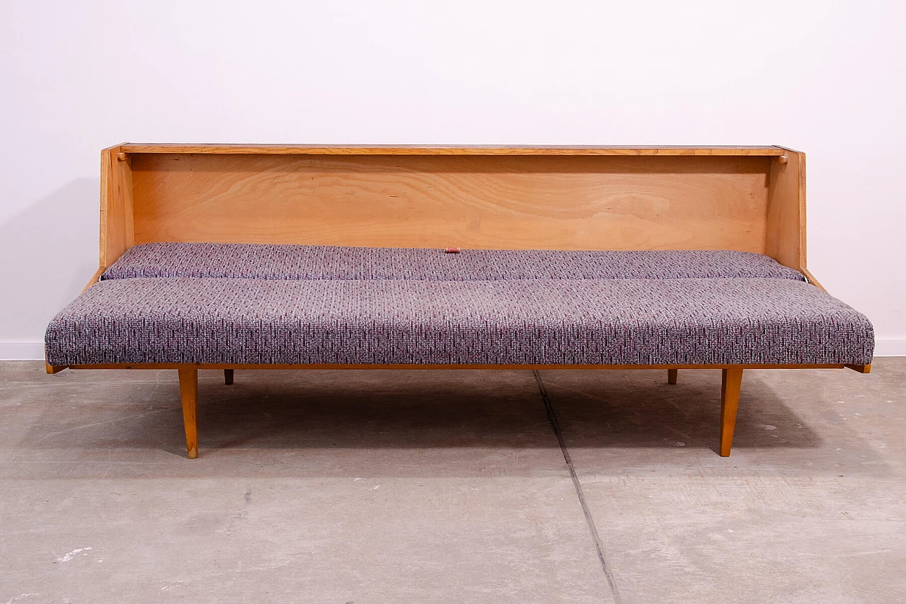 Ash veneered wood and fabric sofa bed by Tatra Nábytok, 1970s 16