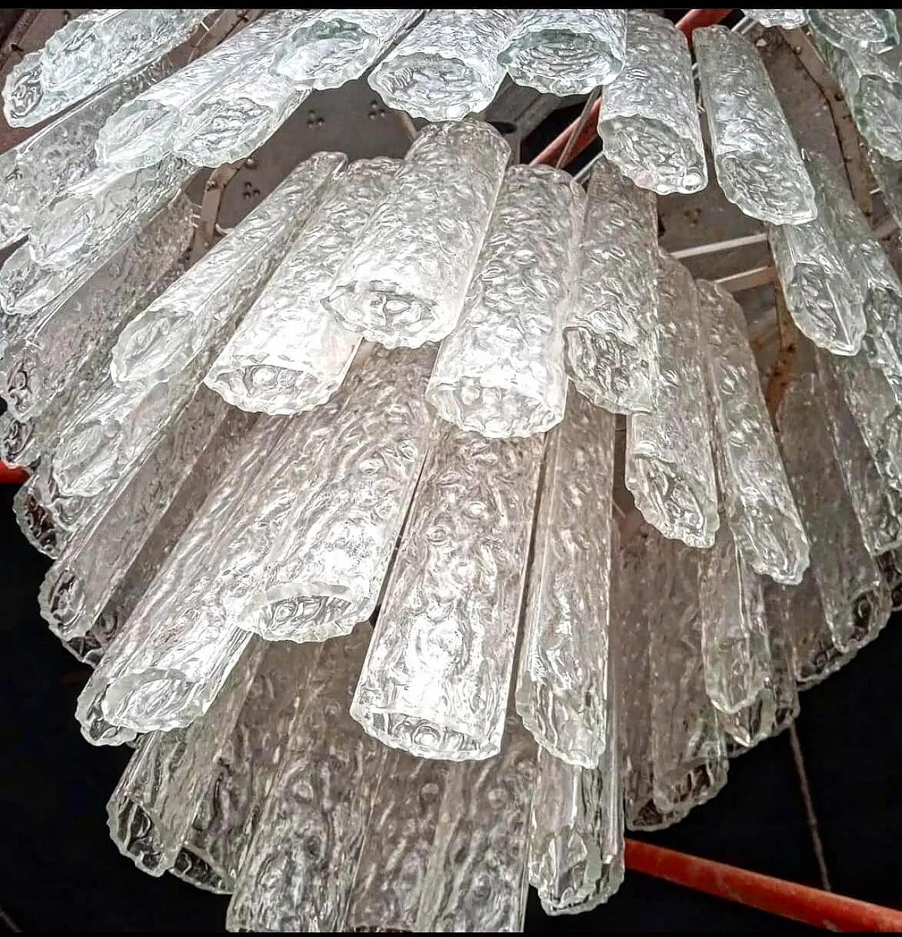 Lampadario in vetro soffiato di Murano di Toni Zuccheri, anni '70 2