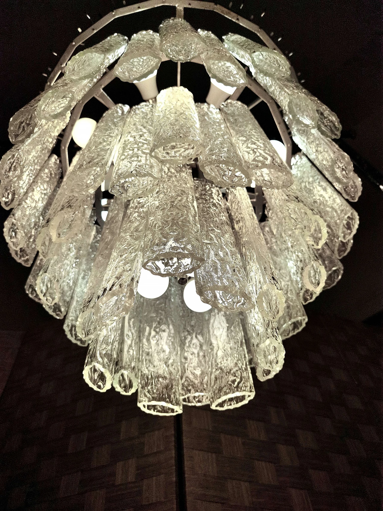 Lampadario in vetro soffiato di Murano di Toni Zuccheri, anni '70 3